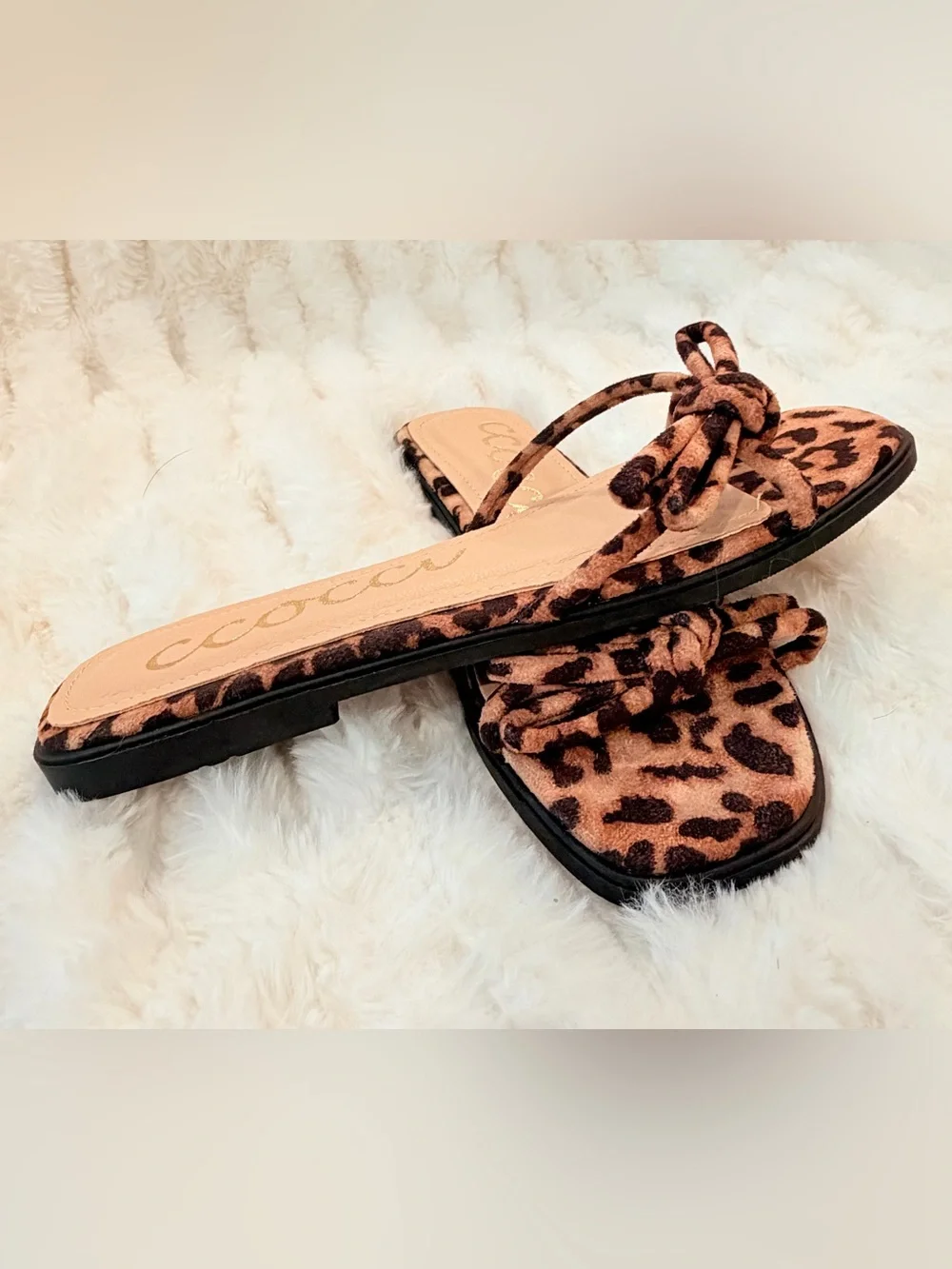 CCOCCI Leopard Knot Slide Sandals - Tan and Brown